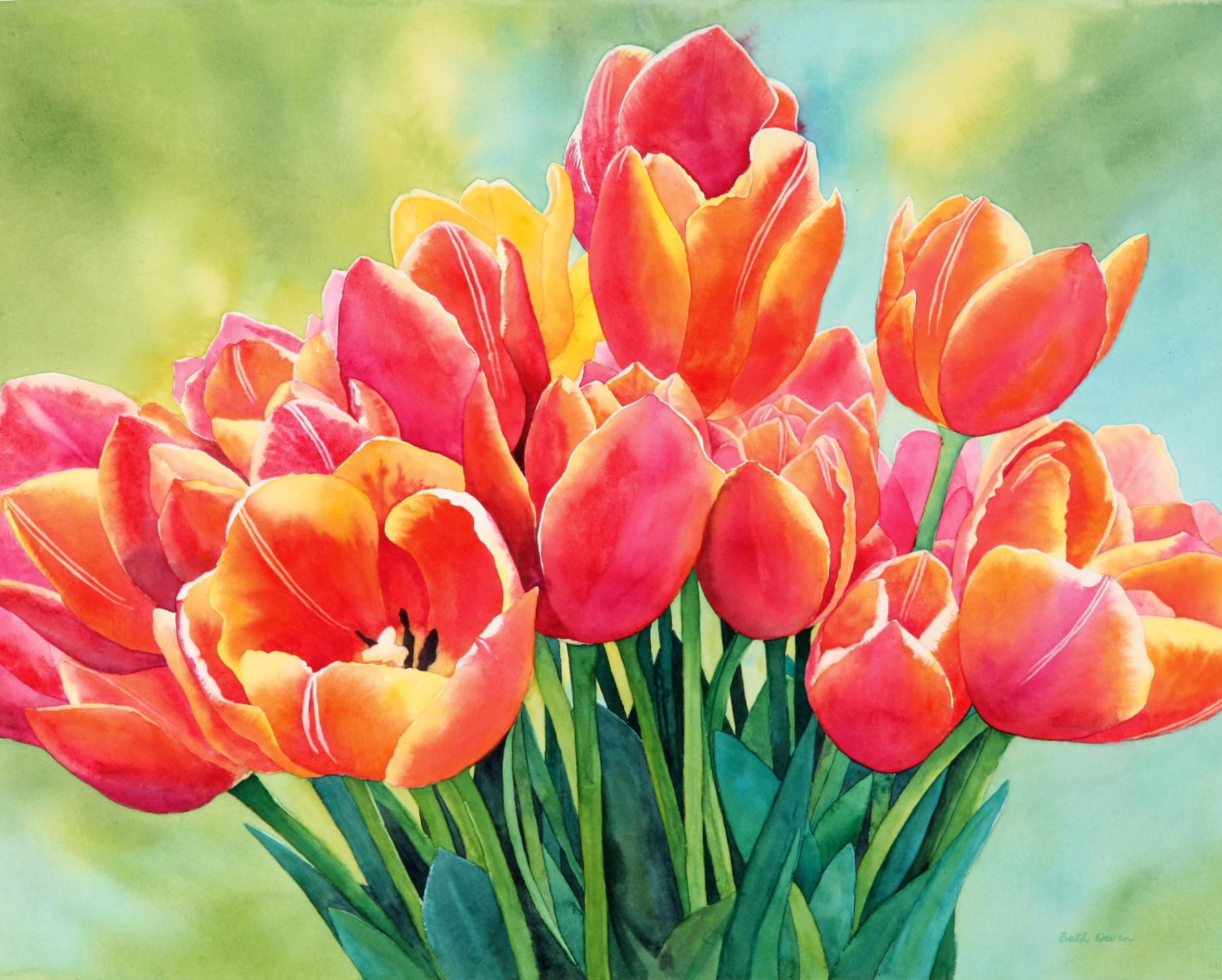 Watercolor Kristin's Tulips Painting