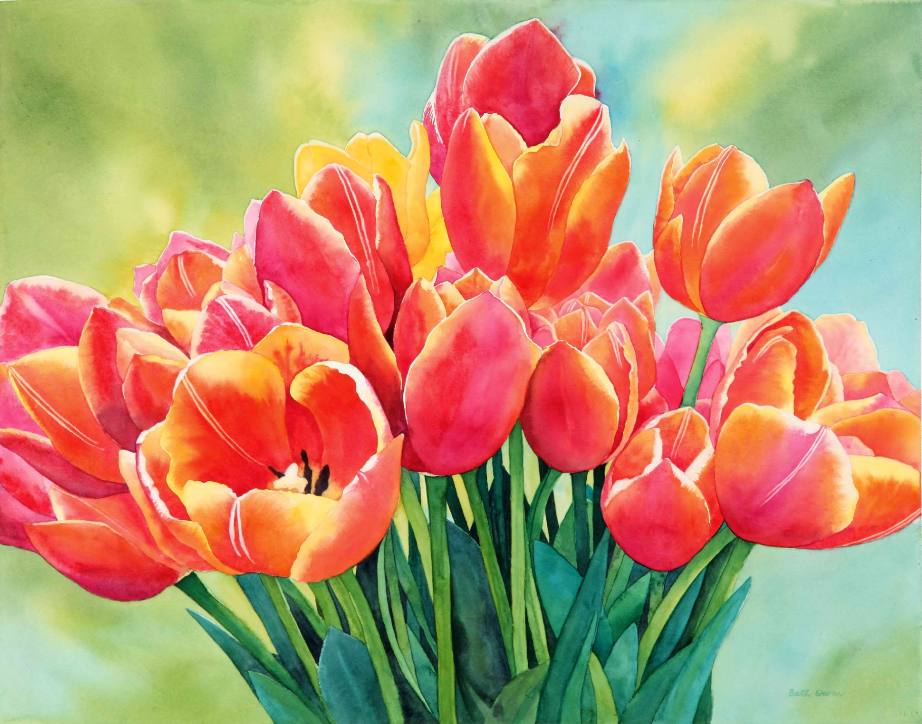 Watercolor Kristin's Tulips Painting