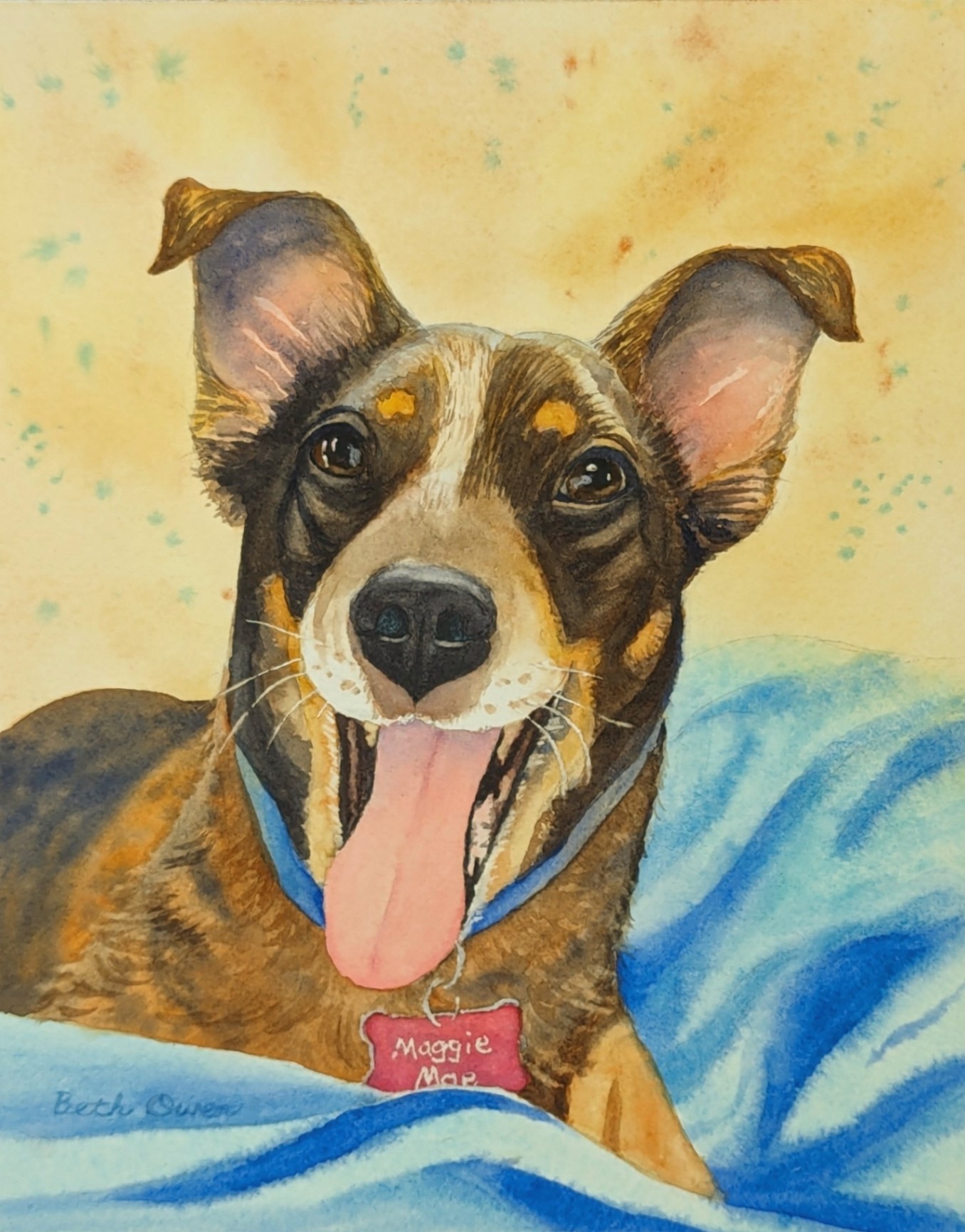 Watercolor Maggie Mae Painting