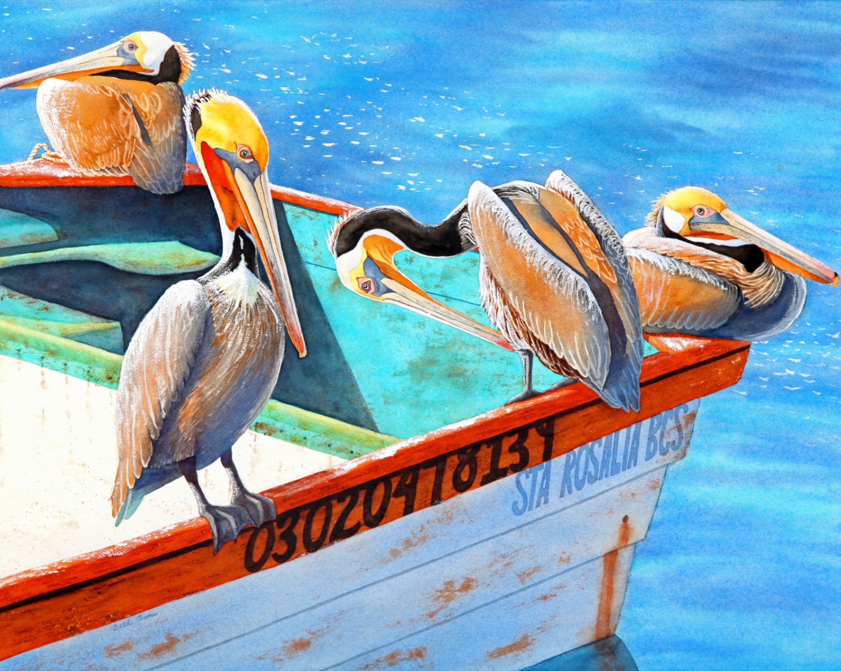 Watercolor The Fishermen Painting