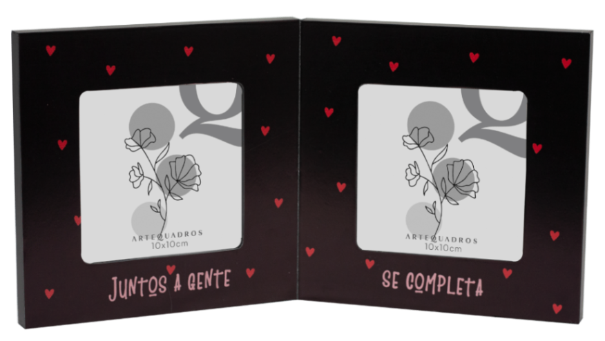 PORTA-RETRATO DUPLO JUNTOS A GENTE SE COMPLETA