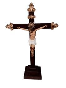 CRUCIFIXO COM BASE MEDIDAS TOTAIS: 117 CM X 77 CM MEDIDA DO CRISTO: 53 CM X 42 CM