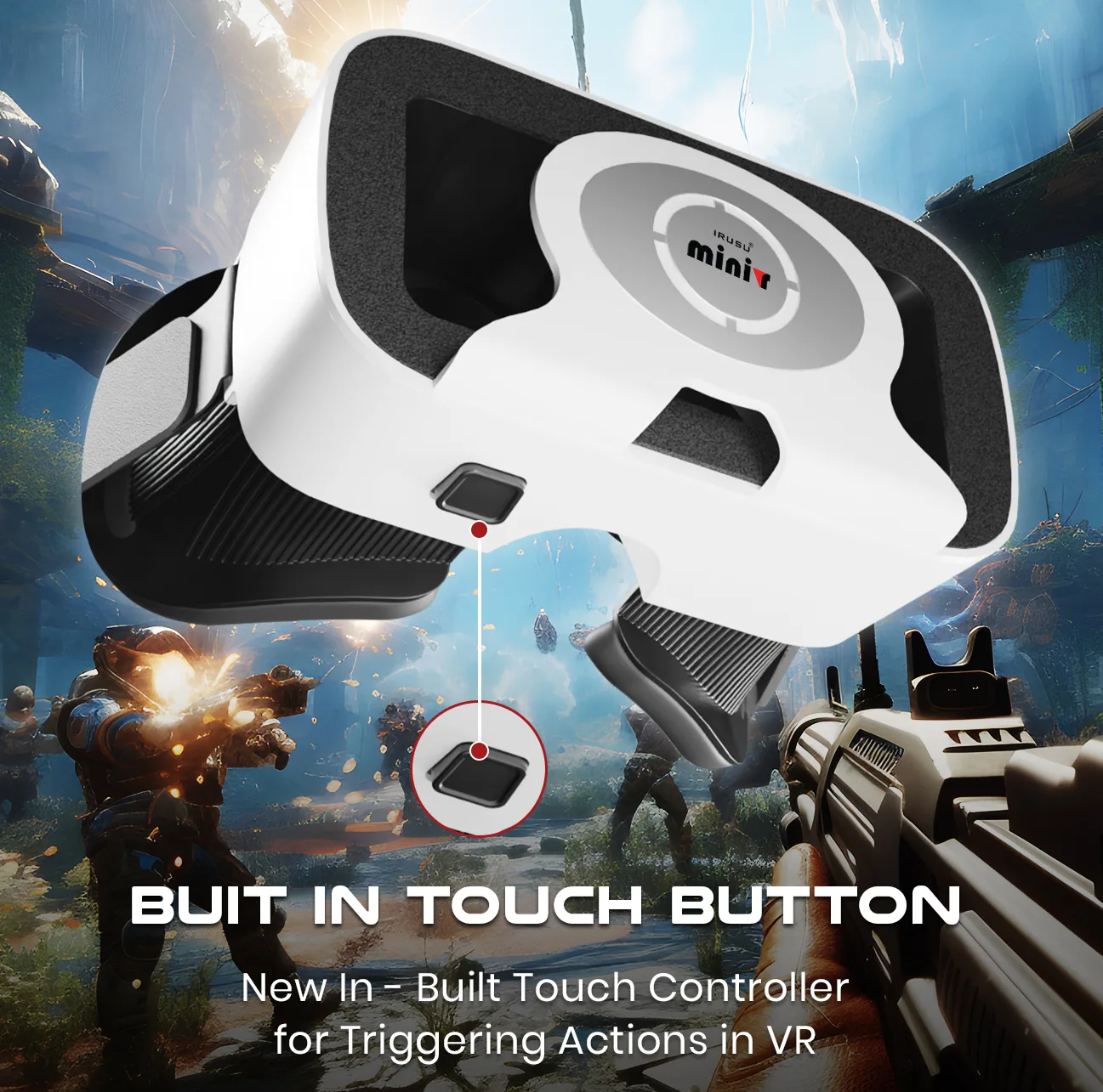 IRUSU Mini VR Headset with 42mm HD optical lenses