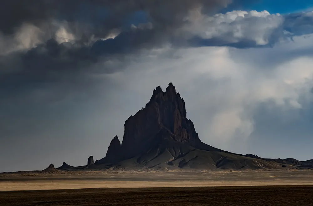 Shiprock, Golden Hour in the Rain — image 1 of 1