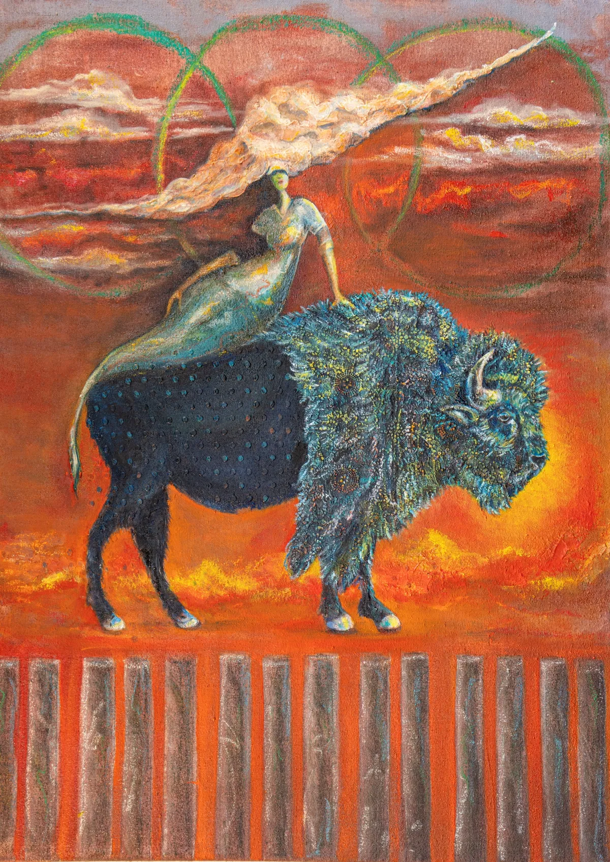Blue Buff w reclining woman — image 1 of 1