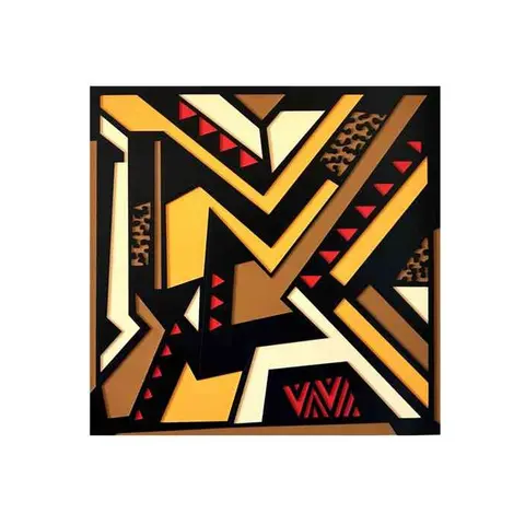 "Foreign Bodies", 36x36", acrylic on layered lasercut plywood
