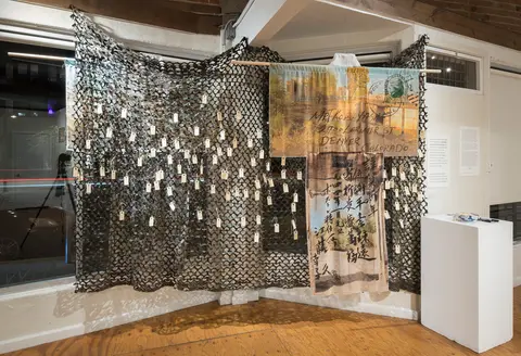 Happy New Year! / Elementary School Site, Poston incarceration camp, Arizona; as installed at Modified Arts, Phoenix, 2025