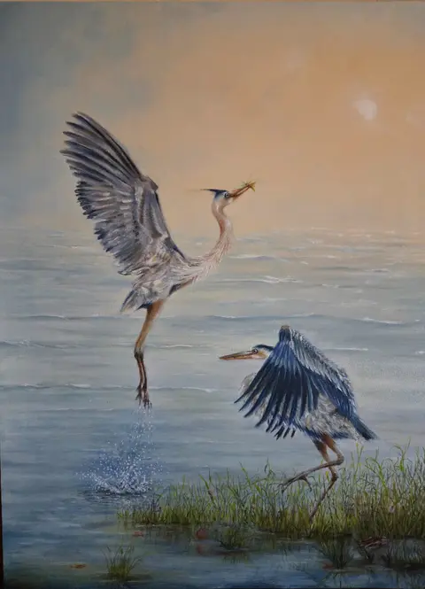 Two Herons at Dawn
