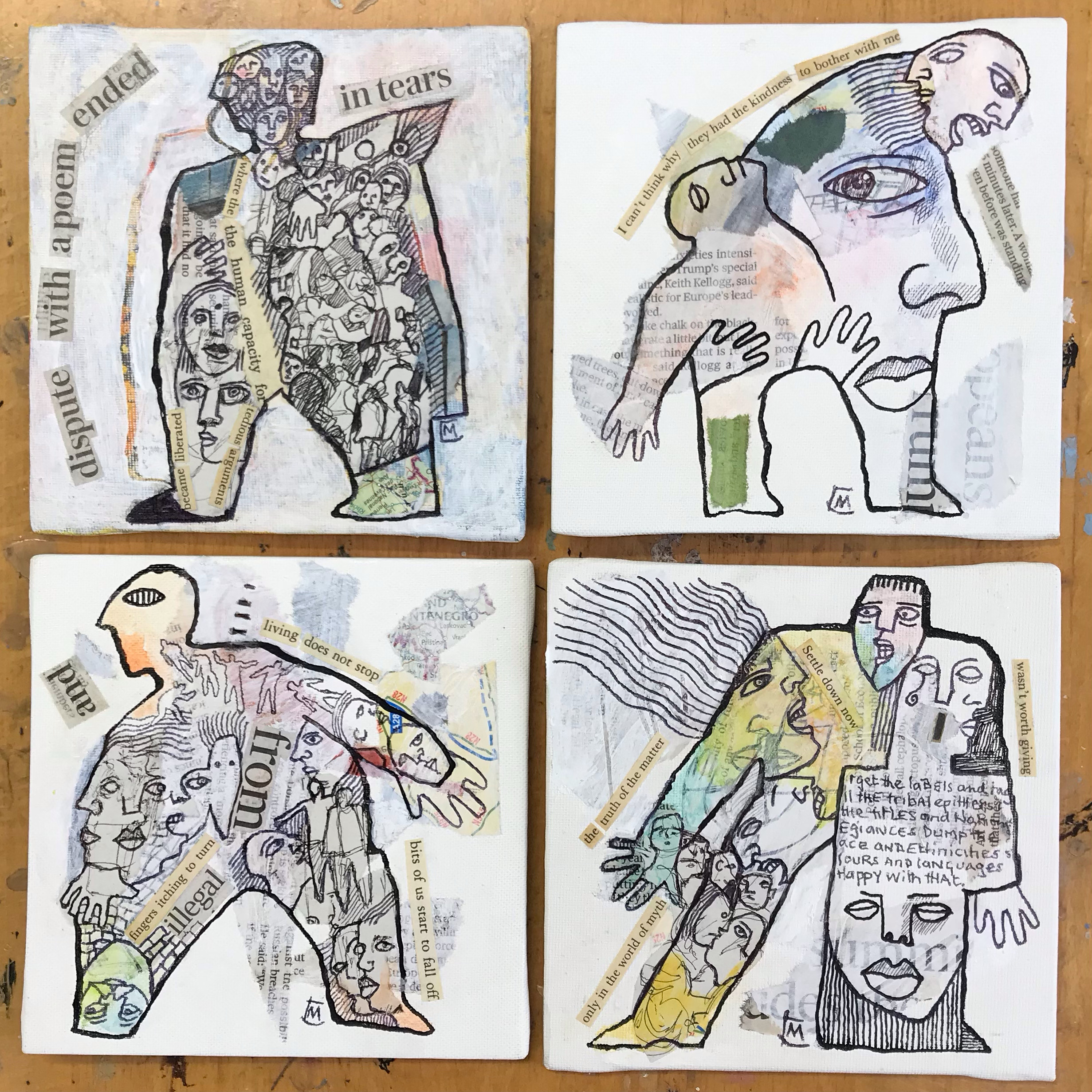 Series of four small paintings