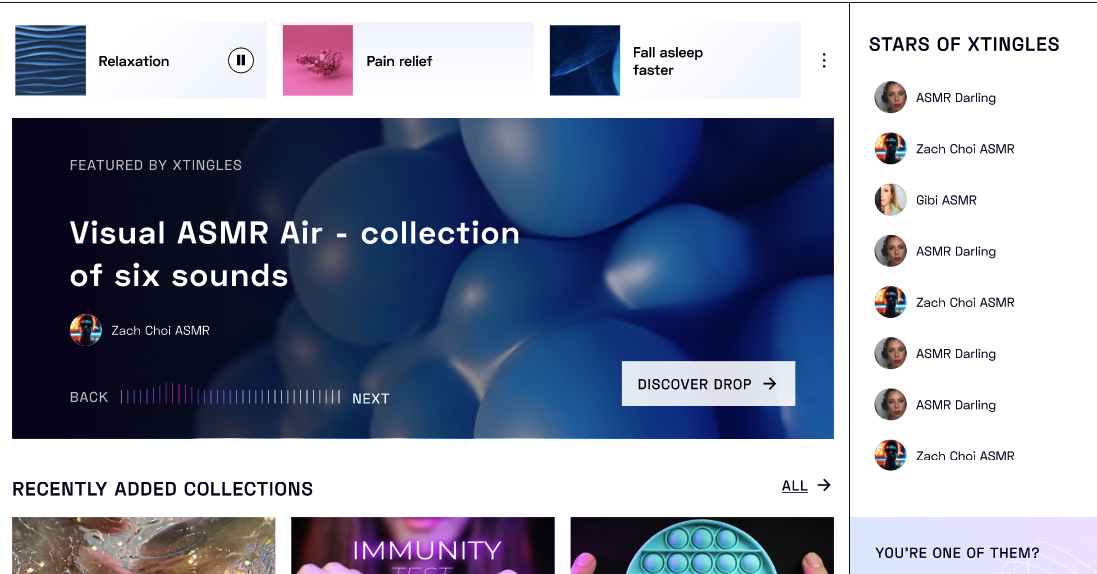 Xtingles ASMR NFT marketplace