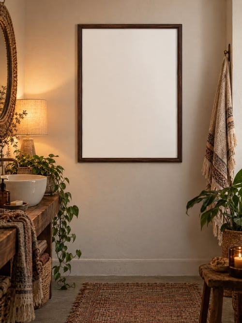 Bathroom – walnut frame — art mockup template