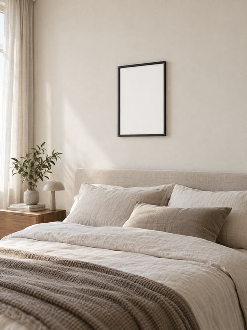 Bedroom – thin black frame — art mockup template