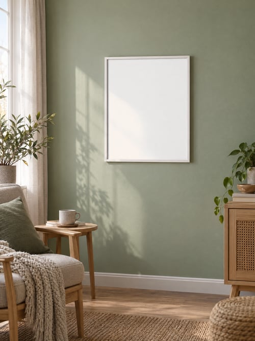 Close up – thin white frame — template di mockup per l’arte