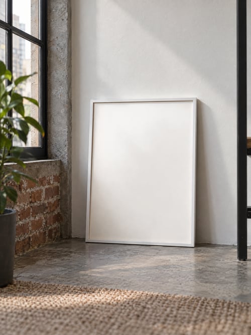Close up – thin white frame — template di mockup per l’arte