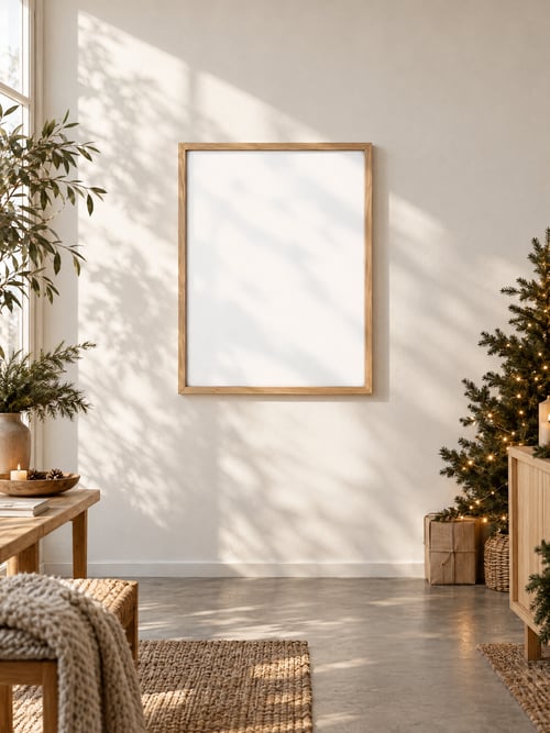 Gallery – oak frame — art mockup template