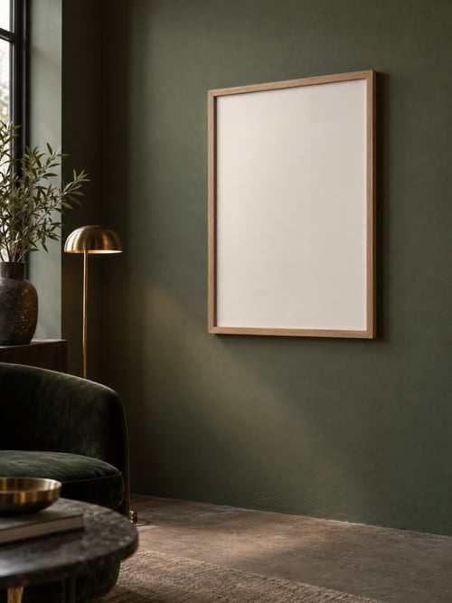 Gallery – oak frame — art mockup template