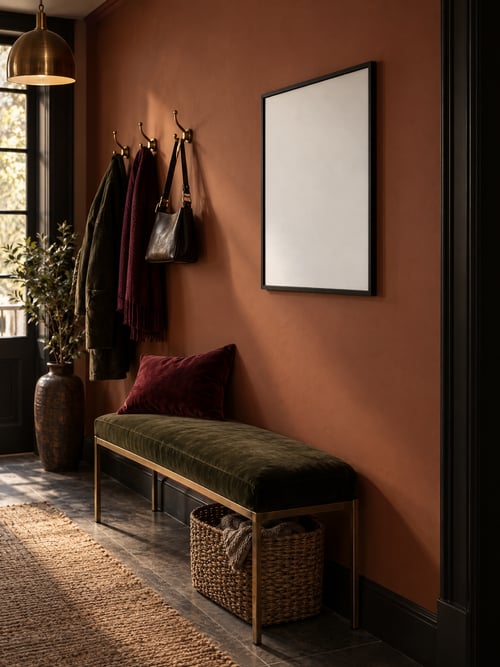 Hallway – thin black frame — art mockup template