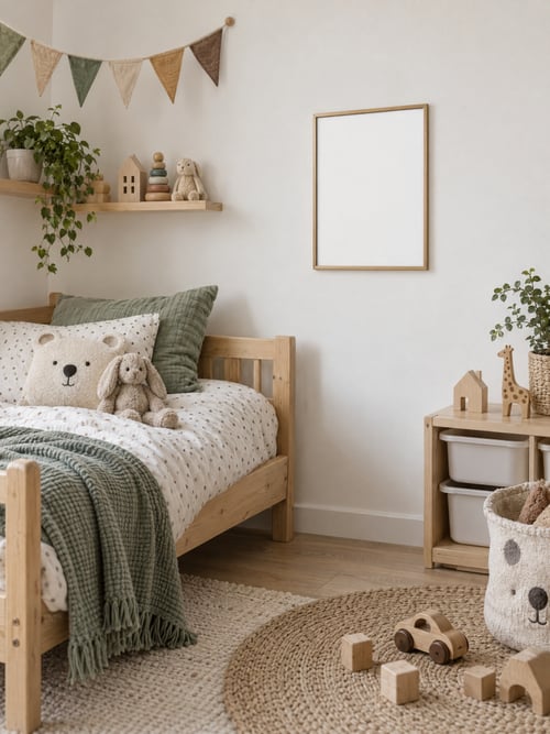 Kids room – brass frame — template di mockup per l’arte