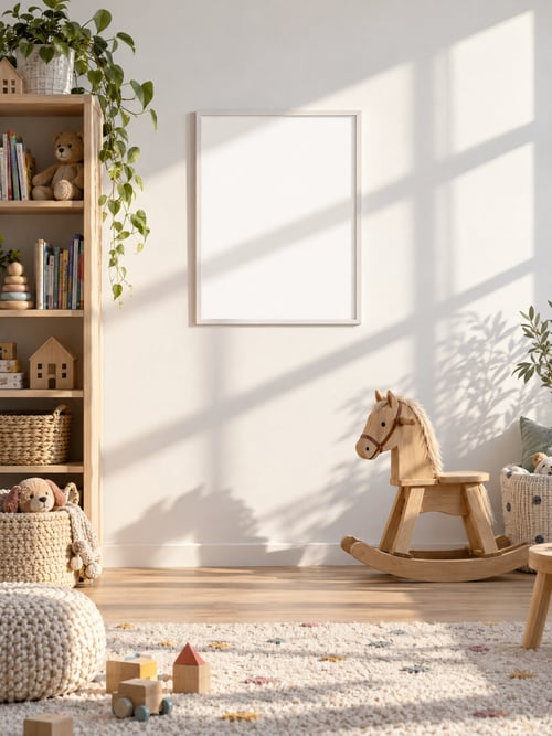 Kids room – thin white frame — 아트 목업 템플릿