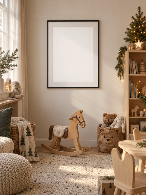 Kids room – black frame with mat — 아트 목업 템플릿