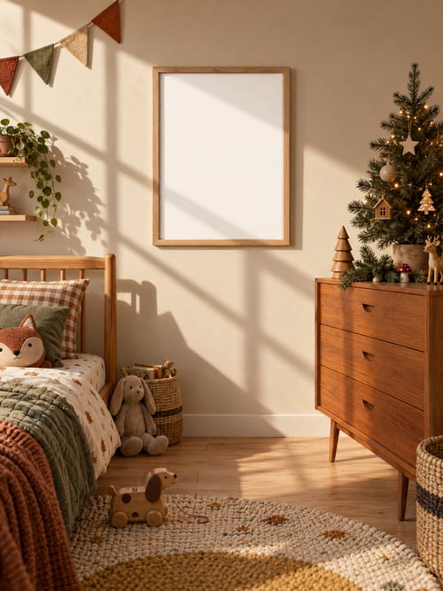 Kids room – oak frame — 아트 목업 템플릿