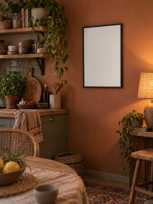 Kitchen – thin black frame — template di mockup per l’arte