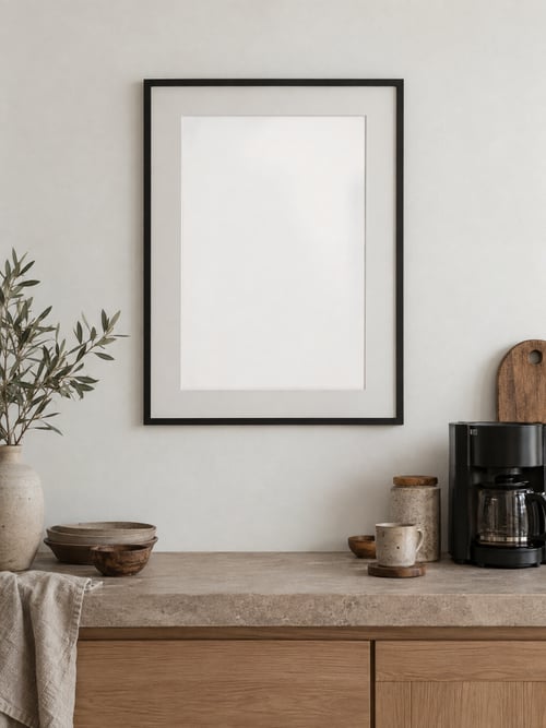 Kitchen – black frame with mat — template di mockup per l’arte