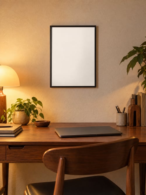 Office – thin black frame — art mockup template