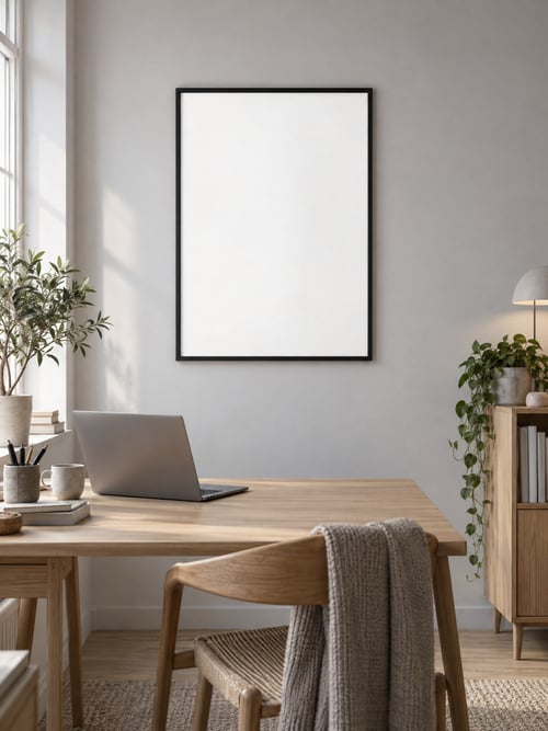Office – thin black frame — art mockup template
