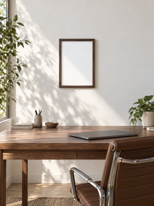 Office – walnut frame — art mockup template