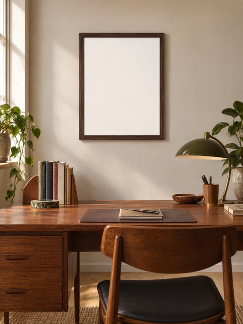 Office – walnut frame — art mockup template