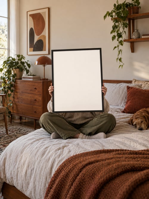 People – thin black frame – Mockup-Vorlage für Kunst