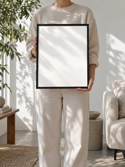 People – thin black frame – Mockup-Vorlage für Kunst