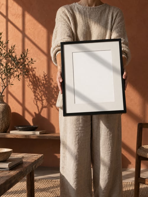 People – black frame with mat – Mockup-Vorlage für Kunst