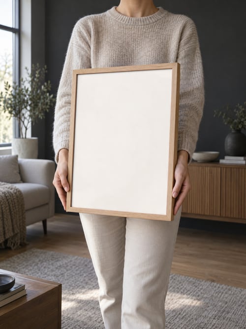People – oak frame — 아트 목업 템플릿