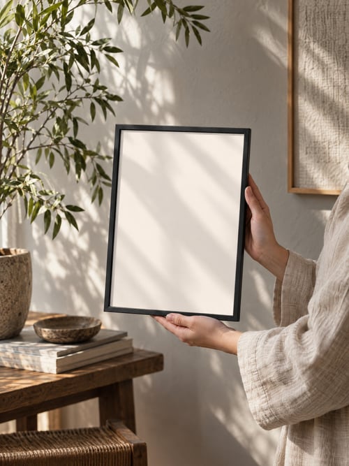 People – thin black frame — modèle de mockup d’art