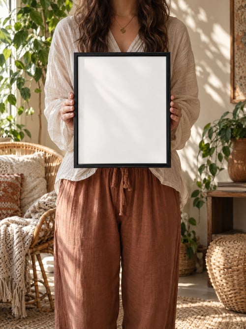 People – thin black frame – Mockup-Vorlage für Kunst