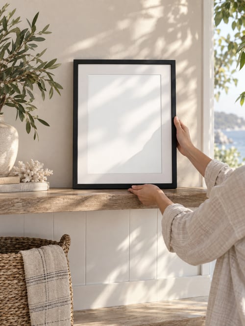 People – black frame with mat — plantilla de mockup de arte