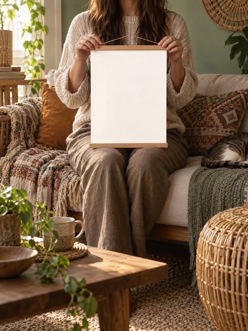 People – poster hanger — art mockup template