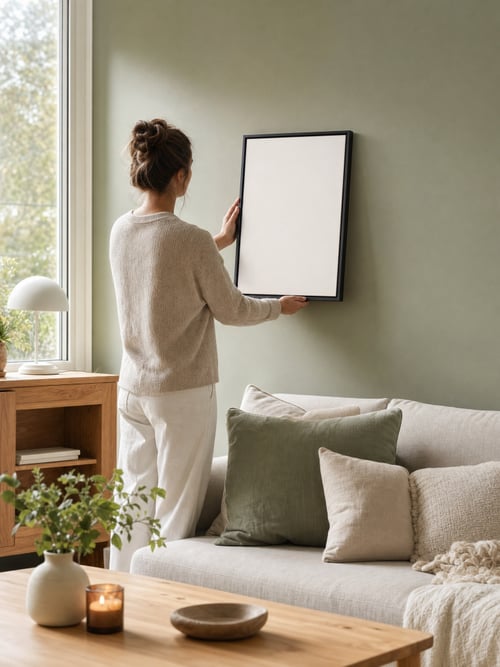 People – thin black frame — art mockup template