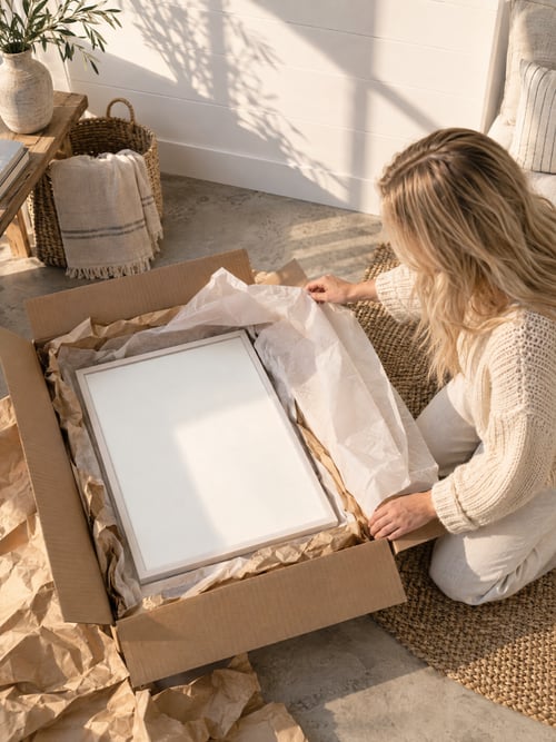 People – thin white frame — art mockup template