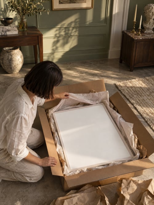 People – thin white frame — art mockup template
