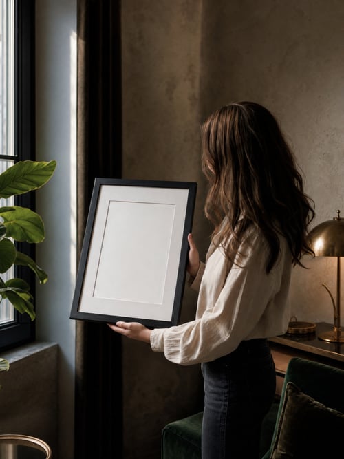 People – black frame with mat – Mockup-Vorlage für Kunst