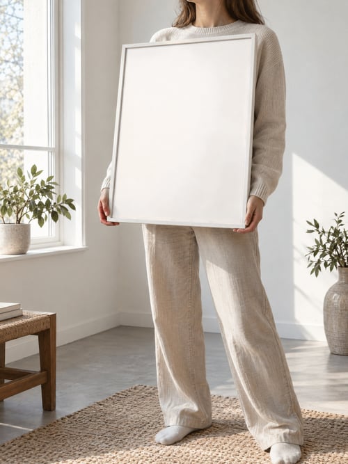 People – thin white frame — art mockup template
