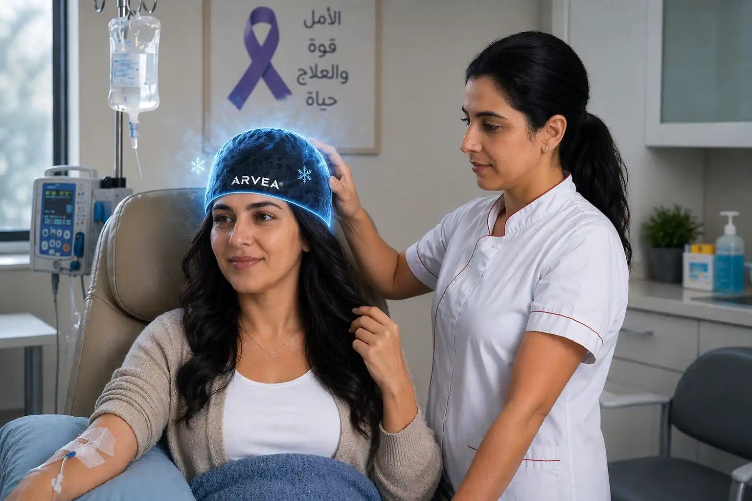 كمادة تبريد لفروة الرأس أثناء العلاج الكيماوي من Arvea