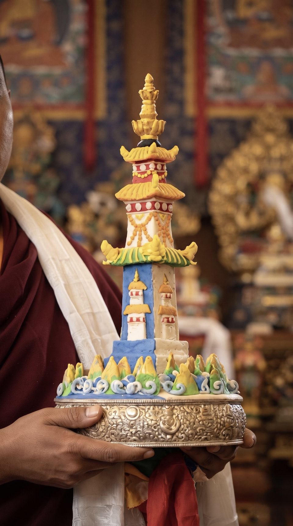 Ritual offering of Mount Meru and the continents
