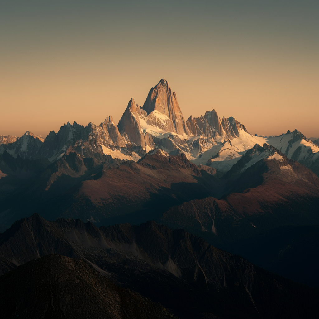 Atmospheric mountain range at dusk