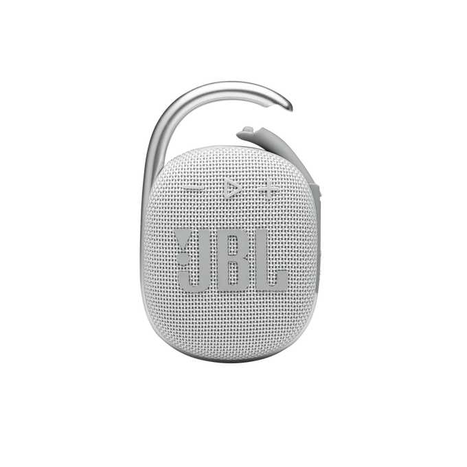 JBL Clip 4 Bluetooth Portable Speaker with Integrated Carabiner IP67 Waterproof and Dustproof White