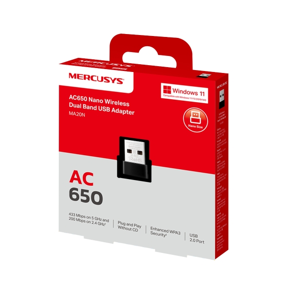 TP-Link Mercusys MA20N AC650 Nano Wi-Fi USB Adapter