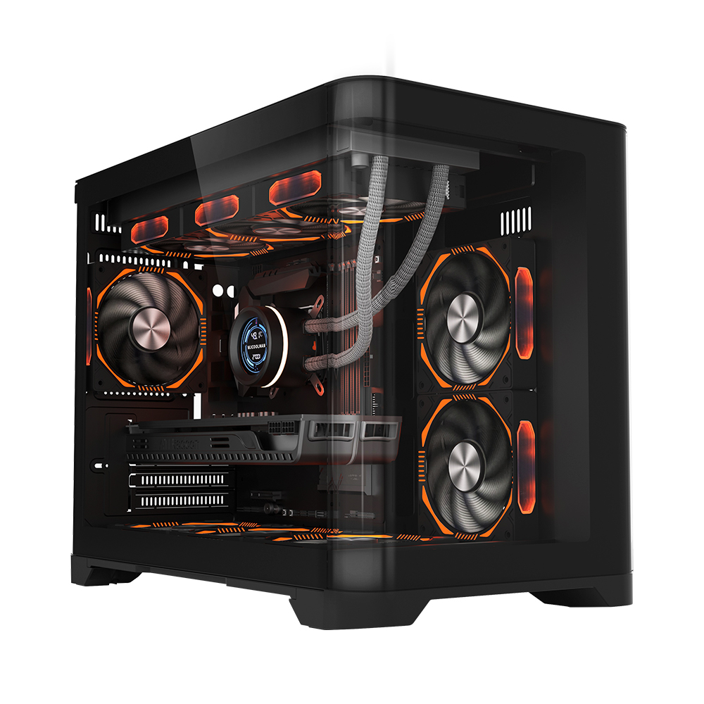 1ST PLAYER UVIEW UV6 SİYAH 750W 80+ SILVER ATX 3.1 ARGB 3X12CM FAN PANORAMİK TEMPERLİ CAM USB 3.0